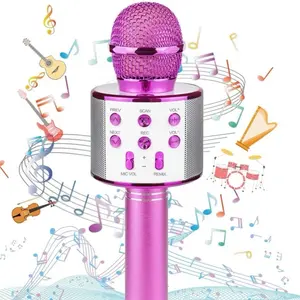 Move2Play Kid Microphone Karaoke Portable Pink Bluetooth Microphone for Singing Pre-Loaded Songs Birthday Gift Toy for 3-12 Years Old Children Audio Devices
