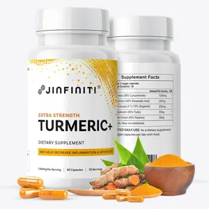 JINFINITI Extra Strength Turmeric+ Enhanced-Absorption Curcumin Extract 90 Capsules (3 Veggie Capsules per Day), 30 Servings per Month, Dietary Healthcare Supplement