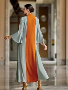 Elegant Block Abaya Dress, Handmade Beaded Decorations, Perfect for Ramadan Celebrations, Long Robe Style, Abayas For Eid