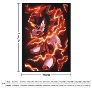 Shadow the Hedgehog Vintage Micro Raschel Throw Blanket | Large Thermal Bedding for Gamer Bedroom Decor | Ultra Cozy & Machine Washable | Summer Vibes Anime Merch