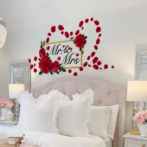 A self-adhesive Valentine's Day red rose petal wall sticker for bathroom, toilet and bathtub decoration MS4042