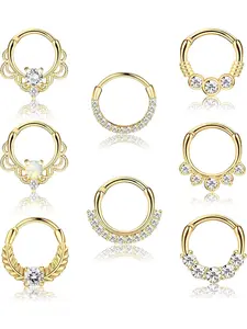 Rhinestone Decorated Nose Ring, Stainless Steel Nose Cuff, Body Piercing Jewelry for Women & Men, Trendy All-match & Exquisite Jewelry for Birthday Gift, Nose Rings Hoops