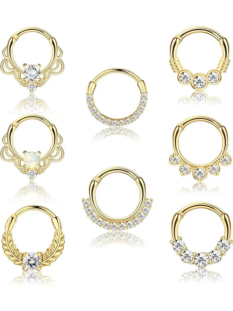 Rhinestone Decorated Nose Ring, Stainless Steel Nose Cuff, Body Piercing Jewelry for Women & Men, Trendy All-match & Exquisite Jewelry for Birthday Gift, Nose Rings Hoops