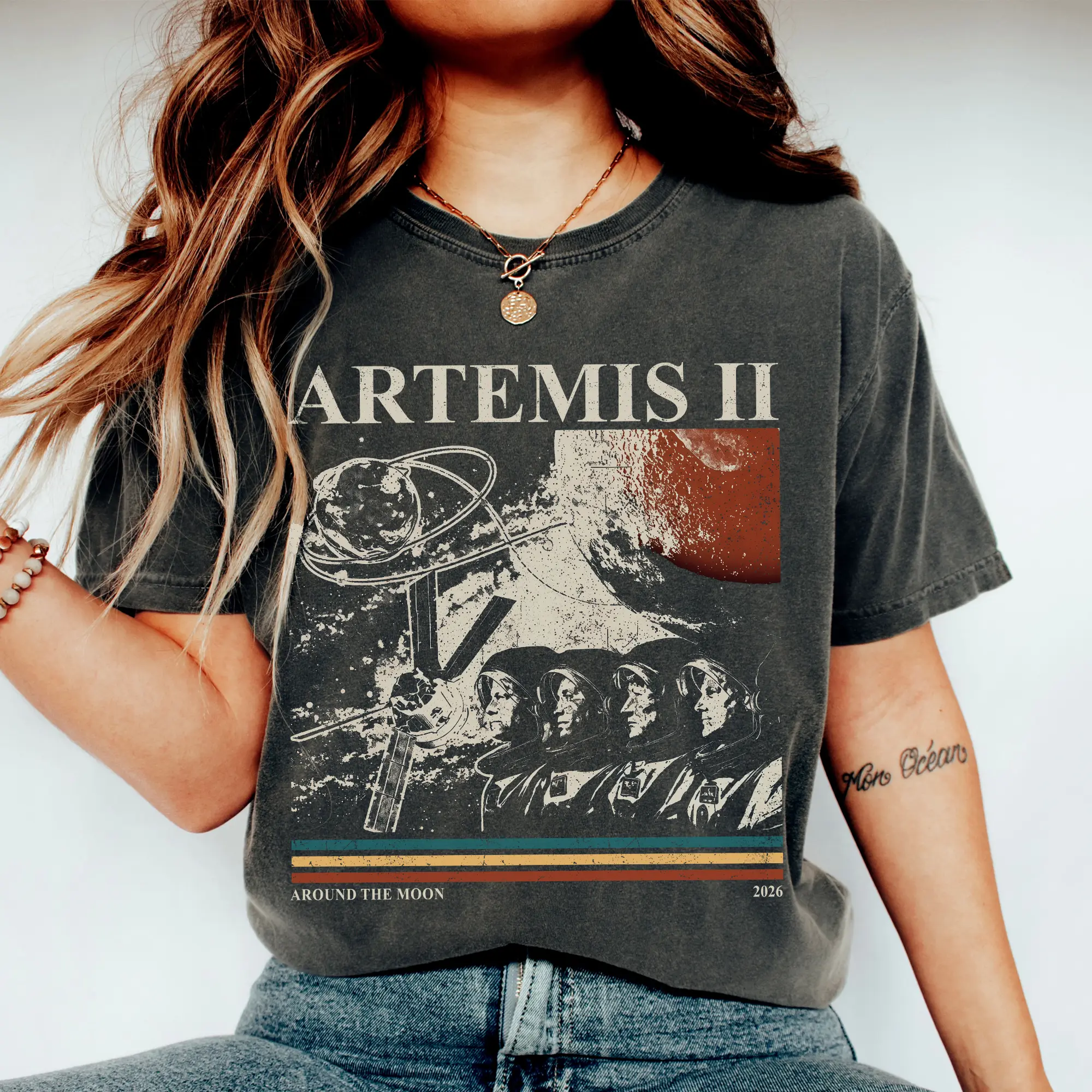 NASA Artemis II T-Shirt, Space Exploration Graphic Tee, Comfort Colors Shirt, Around The Moon Vintage Style