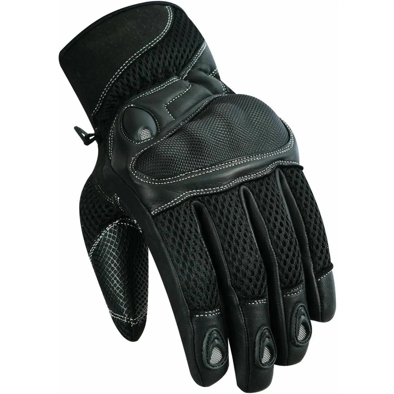Men's Full Grain Leather Motorcycle Gloves with Carbon Fiber Protection & Gel-Padded Palms, Breathable Mesh with Adjustable Strap for Off Road Dirt Bike Riding, Cowhide Leather, Comfortable Grip, Reflective Piping