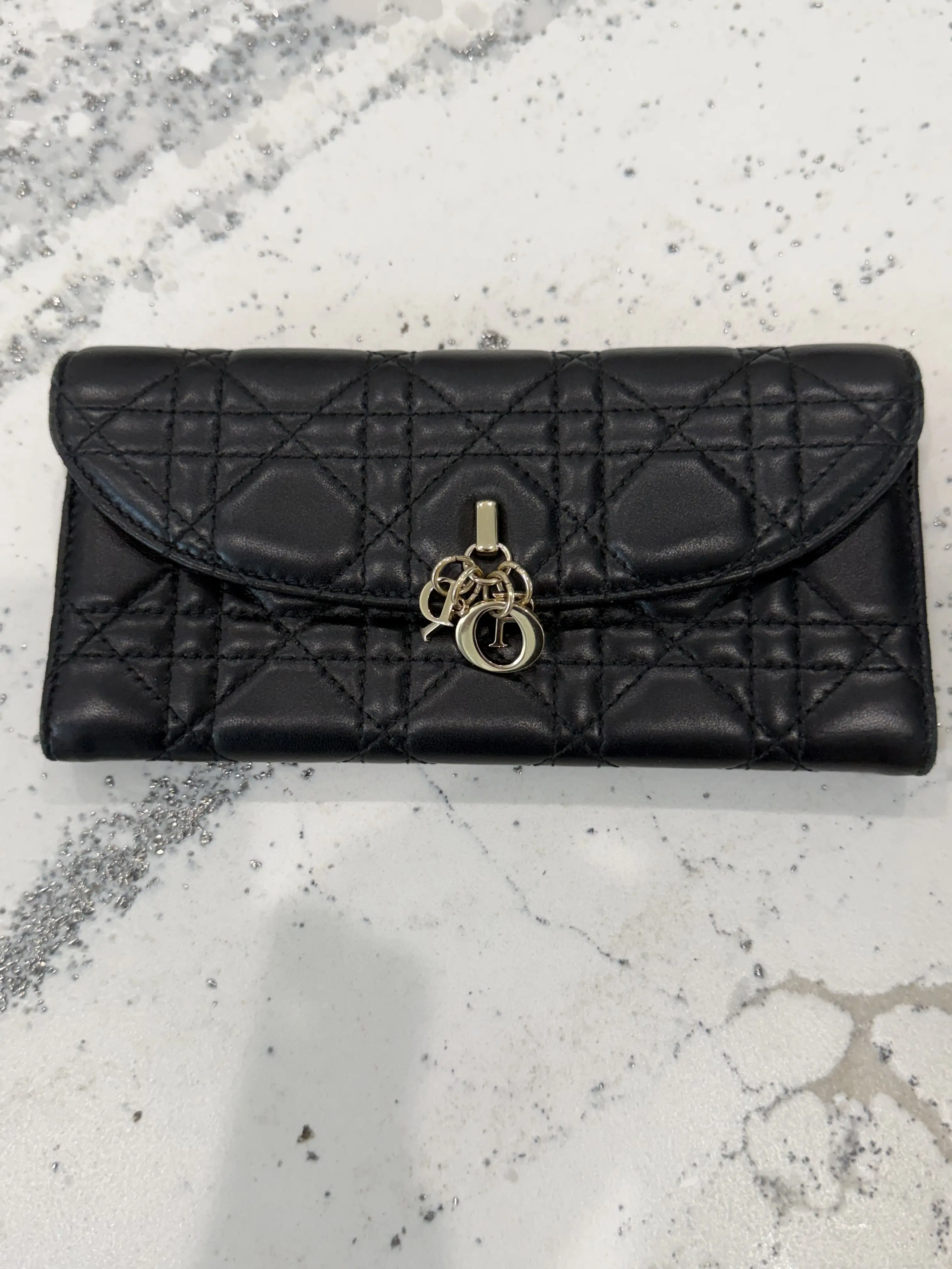 Pre-owned Dior Leather Small Leather Goods My Violet Wallet