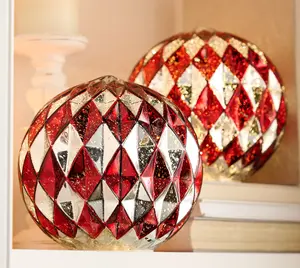 Set of 2 8" Illuminated Harlequin Spheres by Valerie
