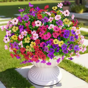 Artificial Faux Flowers Plants for Outdoors Outside Spring Summer Decoration,6 Bundles Silk Daisy Realistic Fake Flowers Plant Greenery UV Resistant for Planters Porch Patio Garden Home(6 Multicolor)