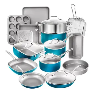Gotham Steel Aqua Collection - Cook, Bake, Steam and Fry - Pots, Pans, Kitchen in a Box