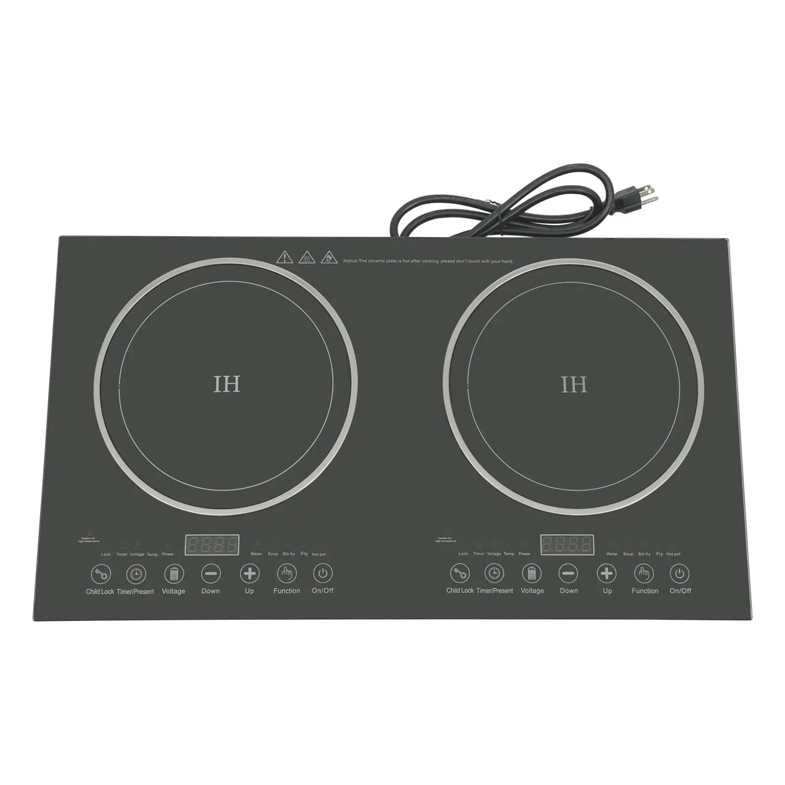 2-Burner Induction Cooktop - Household Appliances for Restaurants, Dorms, 110V Double Burner Countertop/Built-in Stove with 1200Wx2 LED Display, 4.92ft Cable for Kitchen Use