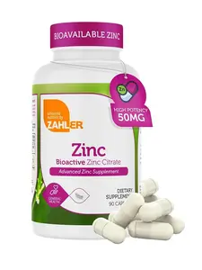 Zahler Zinc 50mg Bioavailable Zinc Citrate 90 Capsules Supports Immune & Antioxidant Protection Certified Kosher US Made Dietary Supplement for Healthy Skin and Fitness