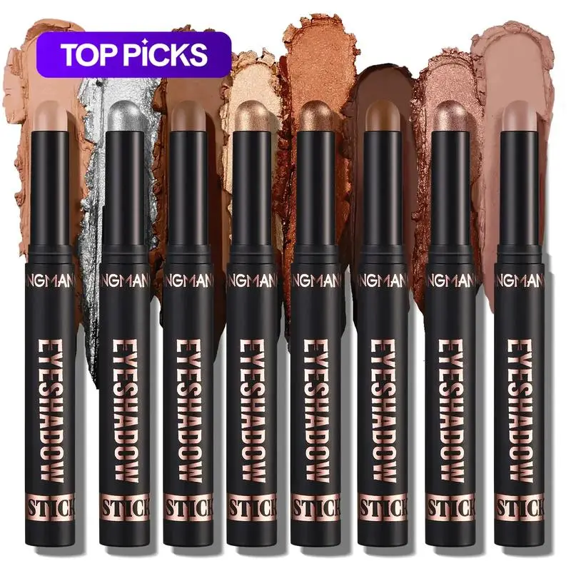 8Pcs Eyeshadow Stick Set Cosmetic PearlescentMatte Highlighter Eye Shadow Glam Natural Long Lasting Waterproof Not Easy To Take Off Makeup