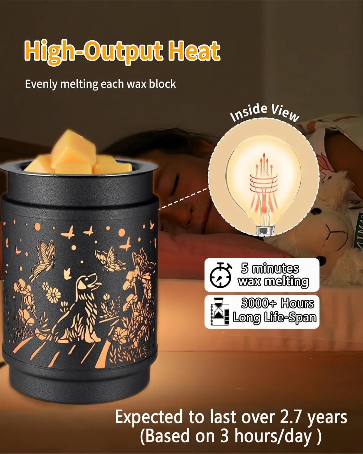 25W E12 Type G Wax Warmer Bulbs, 120V Dimmable Warm White Bulbs for Full Size Scentsy Warmer & Candle Wax Warmer, Long-Lasting Fast-Melting Bulbs, 6-Pack Diffuser Fragrance Bulbs