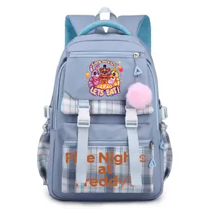FNAF Cartoon Backpack Lightweight Polyester Backpacks Anti-Dirty andDurable with Large Capacity Bag for Outdoor Sport Travel Hiking - Blue