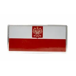 Polish Metal Plate Flag Sticker 3"x6.5" inch