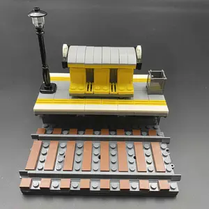 Train Station Shelter Building Blocks, 166pcs/set Track Assembly Model Building Blocks Toys, Subway Platform Track Waiting Hall Gift