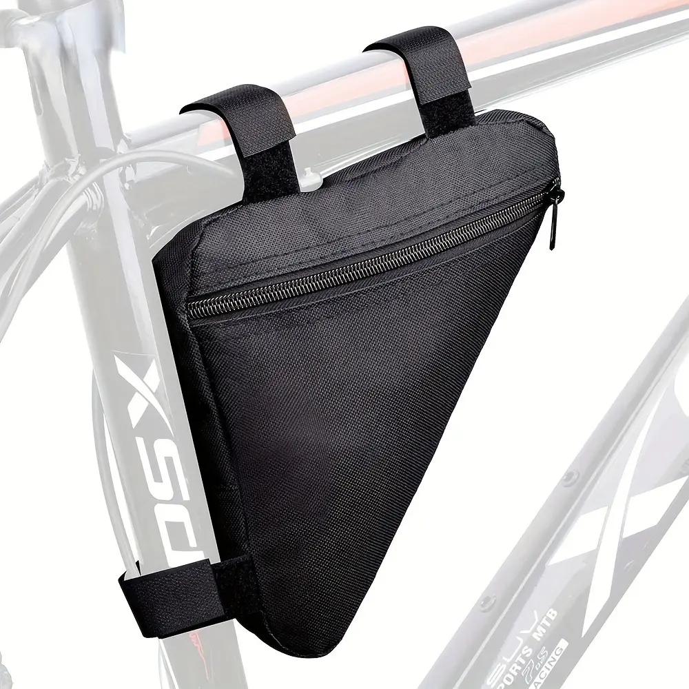 Quick Release Bike Triangle Frame Bag - Durable Oxford Cloth, Adjustable Straps, Convenient Bicycle Storage & Easy Riding Access, Black, Cycling Storage|Sleek Black Bag|Secure Zipper Closure, Bike Racks for Bicycles, Bike Accessories, Cycling Gear