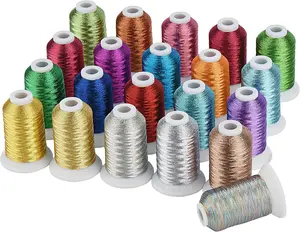 21 Colors Metallic Embroidery Machine Thread Kit 500M(550Y) for Computerized Embroidery and Decorative Sewing