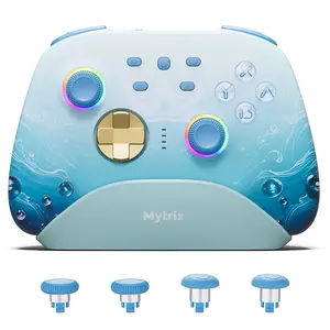 Mytrix Wireless Switch Pro Controller with Hall Effect Joysticks Triggers No Drift Bluetooth Gamepad for Nintendo Switch Windows PC iOS Android Steam with Headphones Jack Programmable Turbo Wakeup Blue - Console