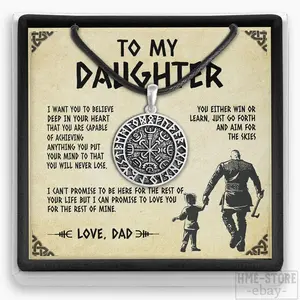 To My Daughter Viking Necklace Vegvisir Pendant Norse Compass Jewelry Gift Girls.a18