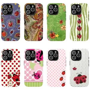 Whimsical Pink Ladybug Phone Case Cute Cottagecore Aesthetic – Adorable Ladybird Patchwork Polka Dot Floral Design, Compatible with iPhone 11, 12, 13, 14, 15, 16, 17 Series, Samsung Galaxy S21, S22, S23, S24, S25, S26,