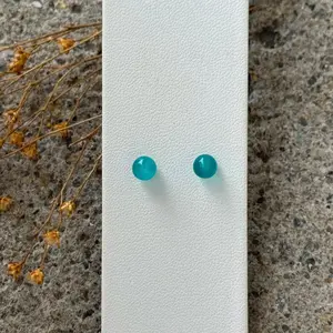 ROUND AQUAMARINE STUD earrings