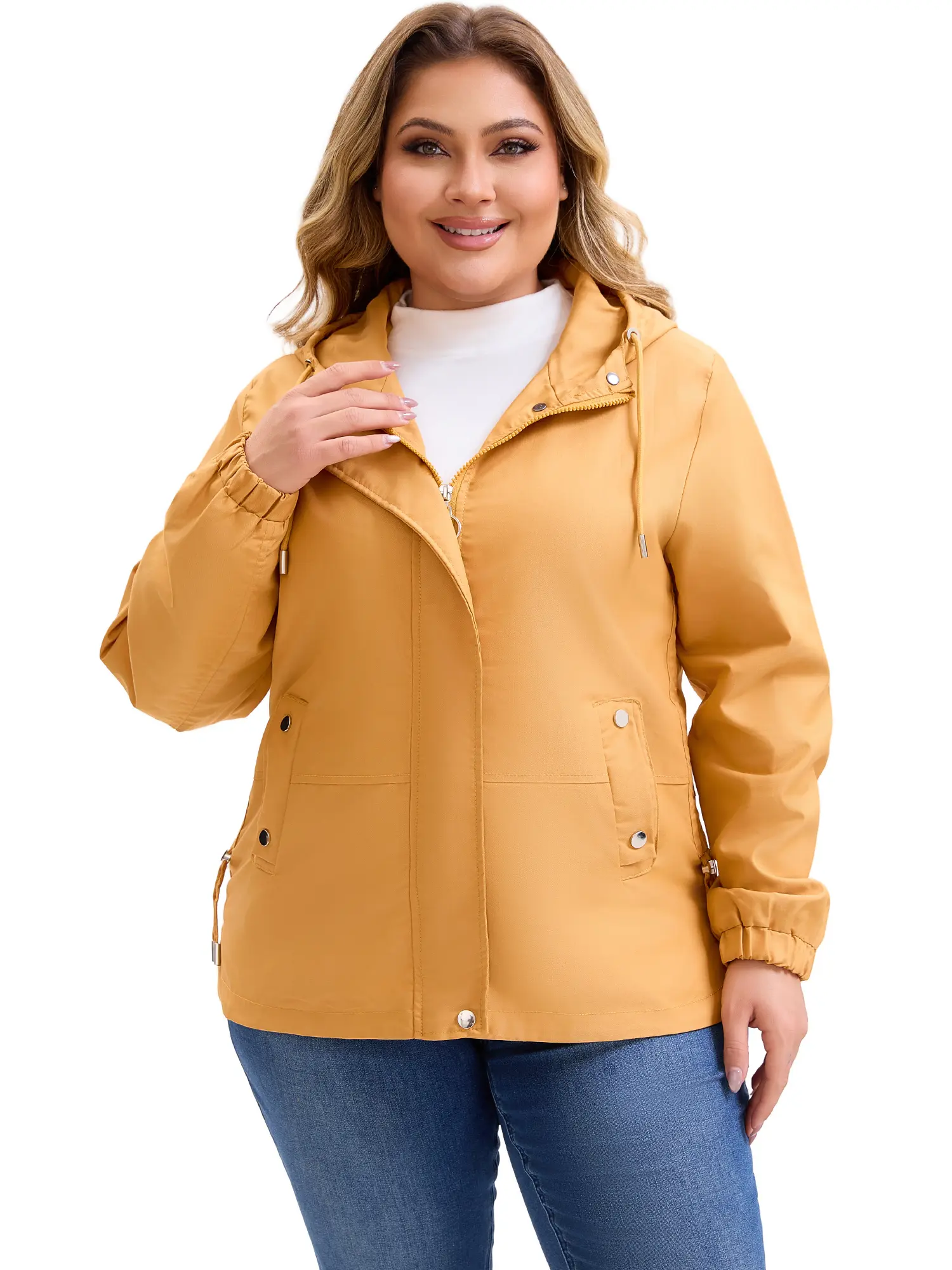 Agnes Orinda Women's Plus Size Trench Jackets Lightweight Anorak Zip Up Pockets with Hood Coats Jacket