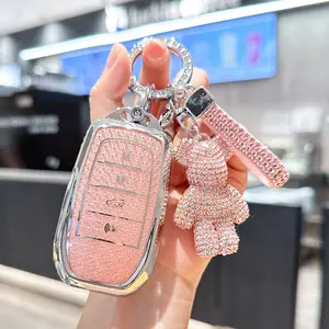 ACEBOY For Toyota Key Fob Cover With Keychain For Toyota Key Fob Case Fit For 2019-2024 Venza, RAV4 Prime, Land Cruiser, Fortuner, Grand Highlander, Corolla Cross, Hilux