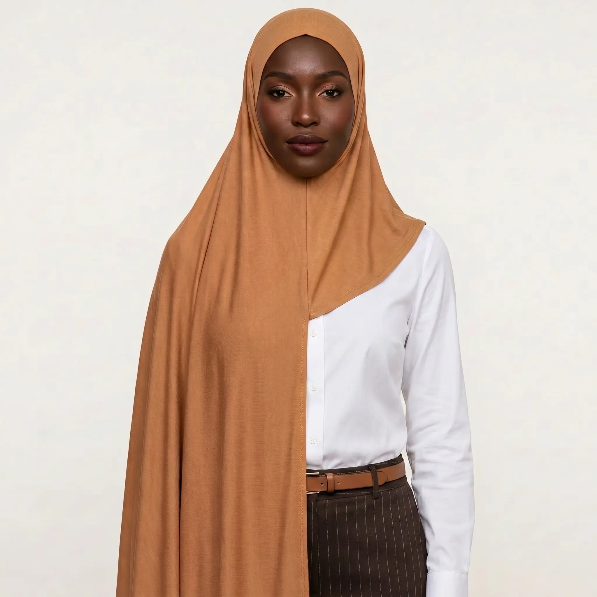 Amber Sienna Instant Hijab - Slip-on Modest Shawl with High Coverage, Lightweight Breathable Fabric for Effortless All-Day Wear