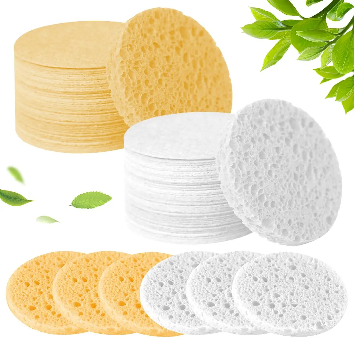 Natural Face Sponge, 100% Eco-friendly Makeup & Spa Cleansing Sponge, Makeup Remover Tool for Exfoliation, Makeup Removal, and Facial Washing, Facial Cleansing Pads