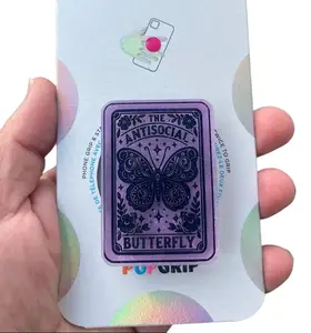Antisocial Butterfly Tarot Card Phone Grip MagSafe, Dark Purple Butterly Griptok, Dark Academia Fantasy Pop Socket, Magnetic Phone Stand