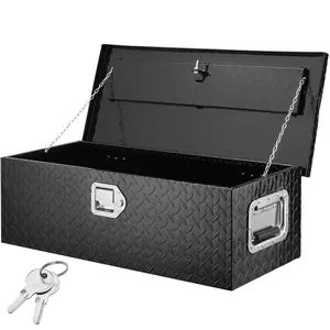 fathersdaygift VEVOR Heavy Duty Aluminum Truck Bed Tool Box, Diamond Plate Tool Box with Side Handle and Lock Keys, Storage Tool Box Chest Box Organizer for Pickup, RV, Trailer, Truck Bed, 30x13x9.6, Black