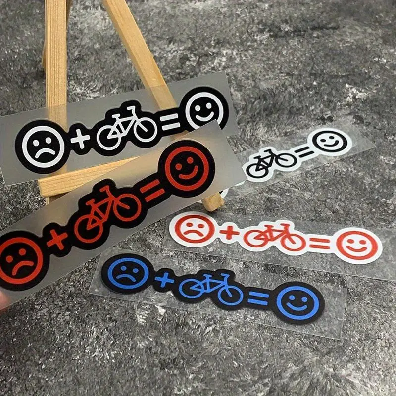 1 piece waterproof PET bicycle decal sticker, emoji design, outdoor riding frame decoration scratch-proof cover, bicycle