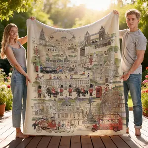 Cozy Blanket with London Cityscape Pattern for Home Decor Travel Enthusiasts and Holiday Gifts Christmas Birthday