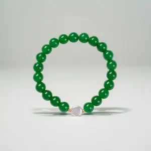 Lucky Charm Green Jade Bead Bracelet 8MM Baroque Pearl Unisex Protective Jewelry Natural Formation Amulet for Wrist Size 14-16cm