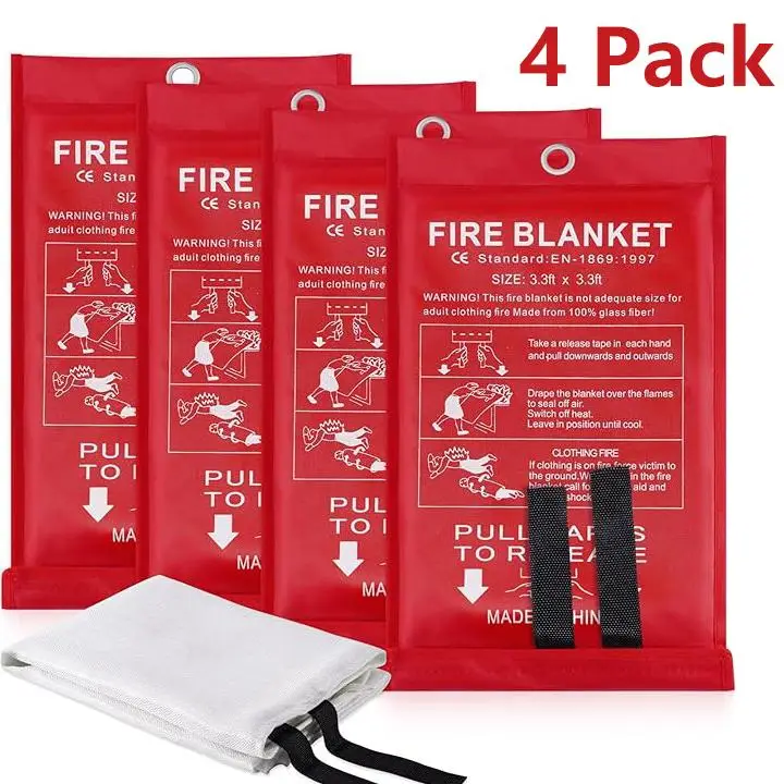 Emergency Fire Blanket - 4 Pack - Fire Suppression Blanket for Kitchen, 40" x 40" Fire Blanket for Home, Fiberglass Fire Blanket,Springtok