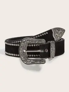 Vintage Studded Decor Pu Leather Belt, Punk Style Belt for Men & Women, Fashion Belt for Party, Daily Clothing Decor, Trendy All-match & Exquisite Belt for Birthday Gift, Western Belts