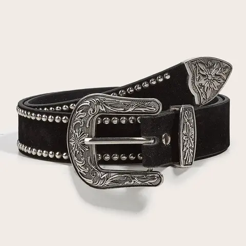 Vintage Studded Decor Pu Leather Belt, Punk Style Unisex Statement Belt for Men & Women, Fashion Belt for Party, Daily Clothing Decor, Trendy All-match & Exquisite Belt for Birthday Gift, Western Belts, Cool Belts