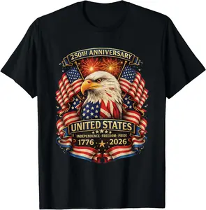 USA Independence 250th Anniversary 1776 2026 Patriotic Eagle T-Shirt Celebrating 250 Years of Freedom with National Pride Design