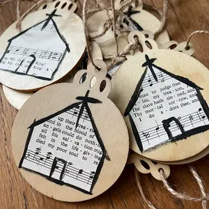 Christmas Ornament - Wooden Christmas Tree Ornament with Hymnal Pages, 3 Inch Diameter, Lightweight & Easy to Hang