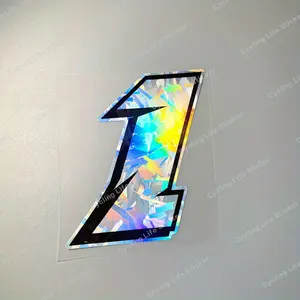 1PC carbon fiber laser effect 0-9 motorcycle sticker, Car decorative sticker, Vehicle decoration, suitable for car body, fuel tank, helmet, racing style decoration, waterproof durable material, body scratch cover accessories, metal and glass surfaces