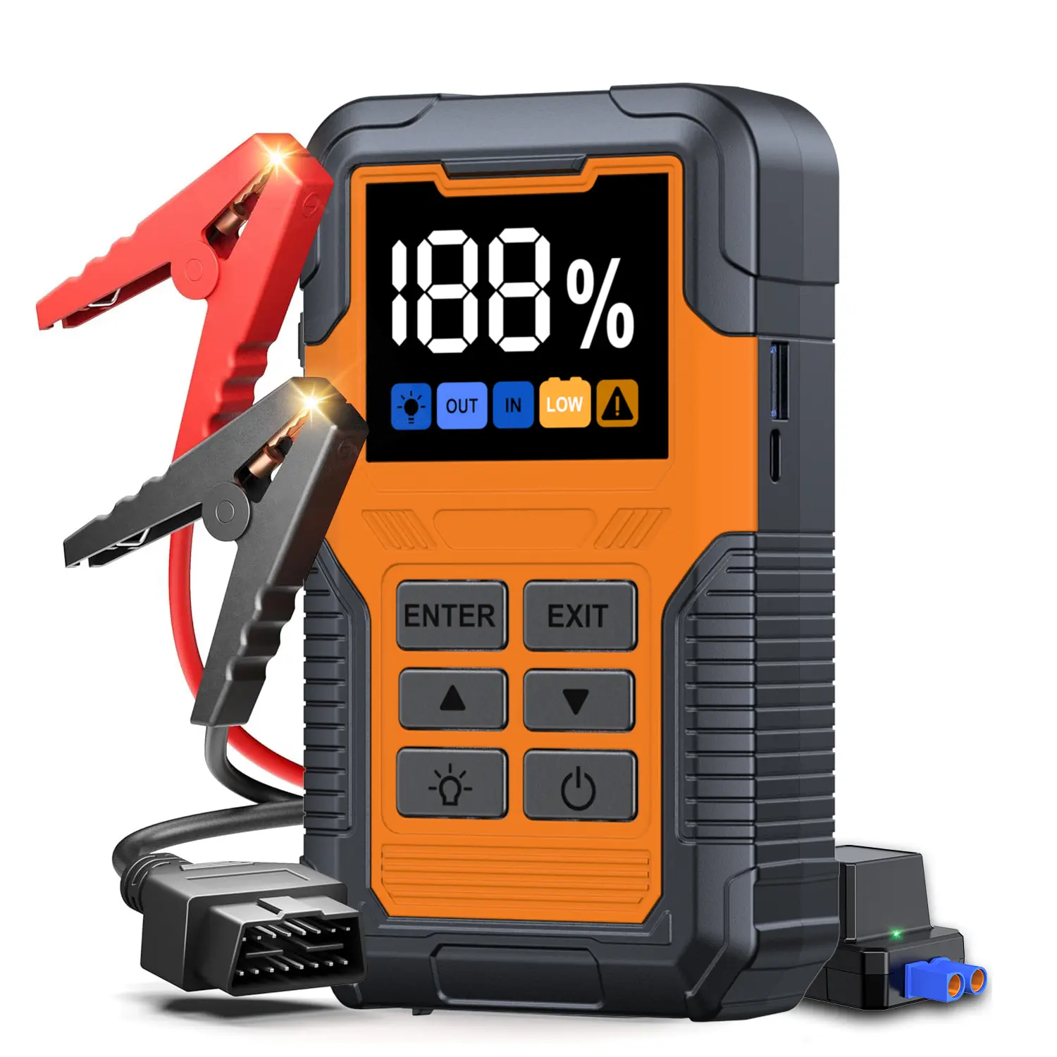 Smart Car Emergency Tool 2026 Upgraded Jump Starter with OBD2 Diagnostic Scanner & Check Engine Code Reader, Portable Battery Booster Pack, Power Bank, LED Light, Roadside Emergency Kit for Cars, SUVs, Trucks & Motorcycles
