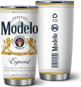 Modelo Beer Inspired Tumbler Cups with Lid 20 oz Father's Day Tumblers Gift for Dad, Papa, Grandpa, Husband Stainless Steel Double Wall Insulated Tumblers Travel Coffee Mug