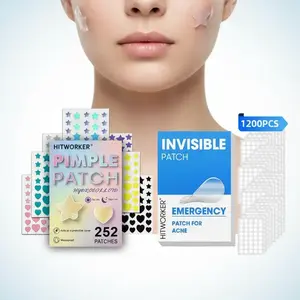 Hitworker Pimple Patch Bundle, 252pcs Multicolor Star & Heart Shapes + 1200pcs Clear Hydrocolloid Invisible Acne Spot Stickers for Face and Skin Care, Acne Patches, Acne Spot Treatment, Blemish Relief Care