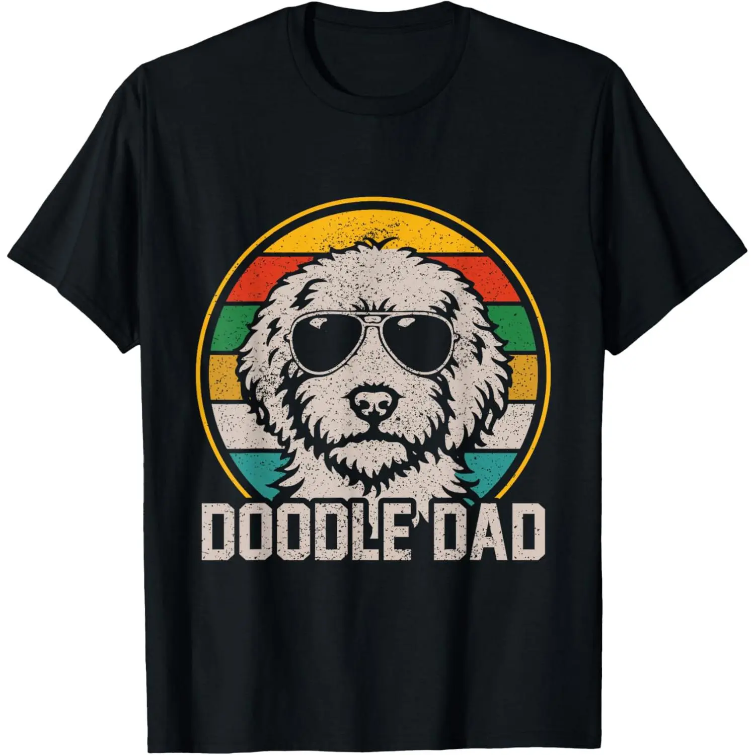 Women's Cotton Short-Sleeve Round Neck Casual Distressed Goldendoodle Dog Lover Vintage Retro Graphic T-Shirt, Shortsleeve, Top