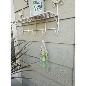 Crochet and Macrame Mini Hanging Potted Plant Decor Hanger