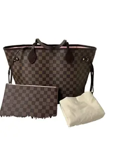 Pre-owned Louis Vuitton Leather Tote Bags Damier Ebene Neverfull MM