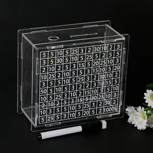 Transparent Acrylic Coin Bank Decorative Item with Target Number, High-Quality Visual Coin Savings Jar, Creative Home Decoration Desktop Money Collection Jar