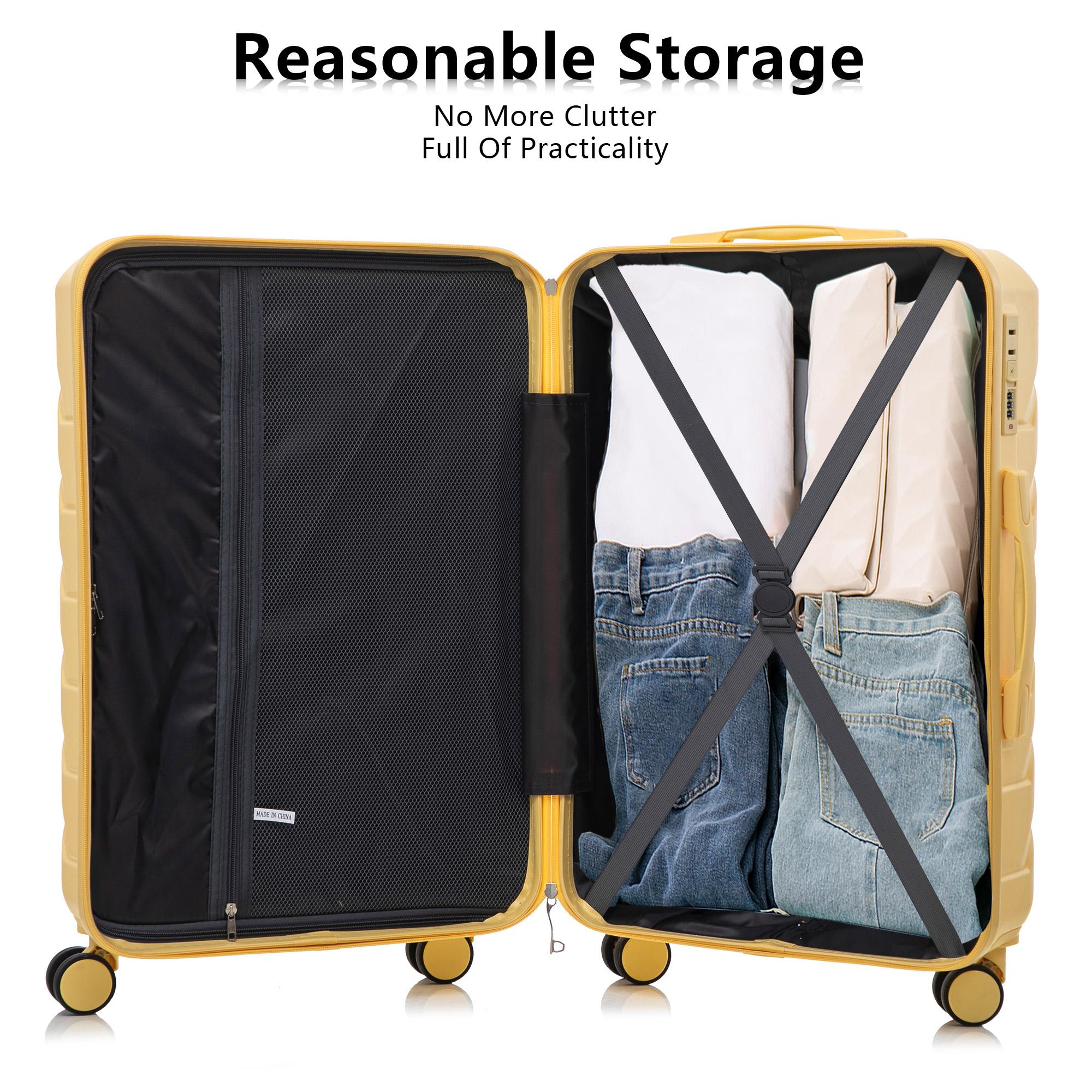 Travel Luggage 3-Piece Set, 20"/24"/28" Hardshell ABS Suitcase with Double Spinner Wheels, Lightweight Expandable Rolling Luggage with Combination Lock, Hardshell Abs Luggage