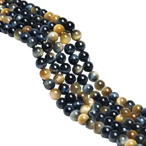 Natural Dream Lace Tiger Eye Gemstone Smooth Round Loose Beads For DIY Jewelry Making Desig Handmade Crafts Bracelet, Necklace, Earrings AAA Quality 15.5 Inches Long, Semi Precious Stone, Spacer beads